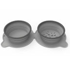 Portable Silicone Double Dog Food Bowls Foldable Non-Slip Cat Bowl