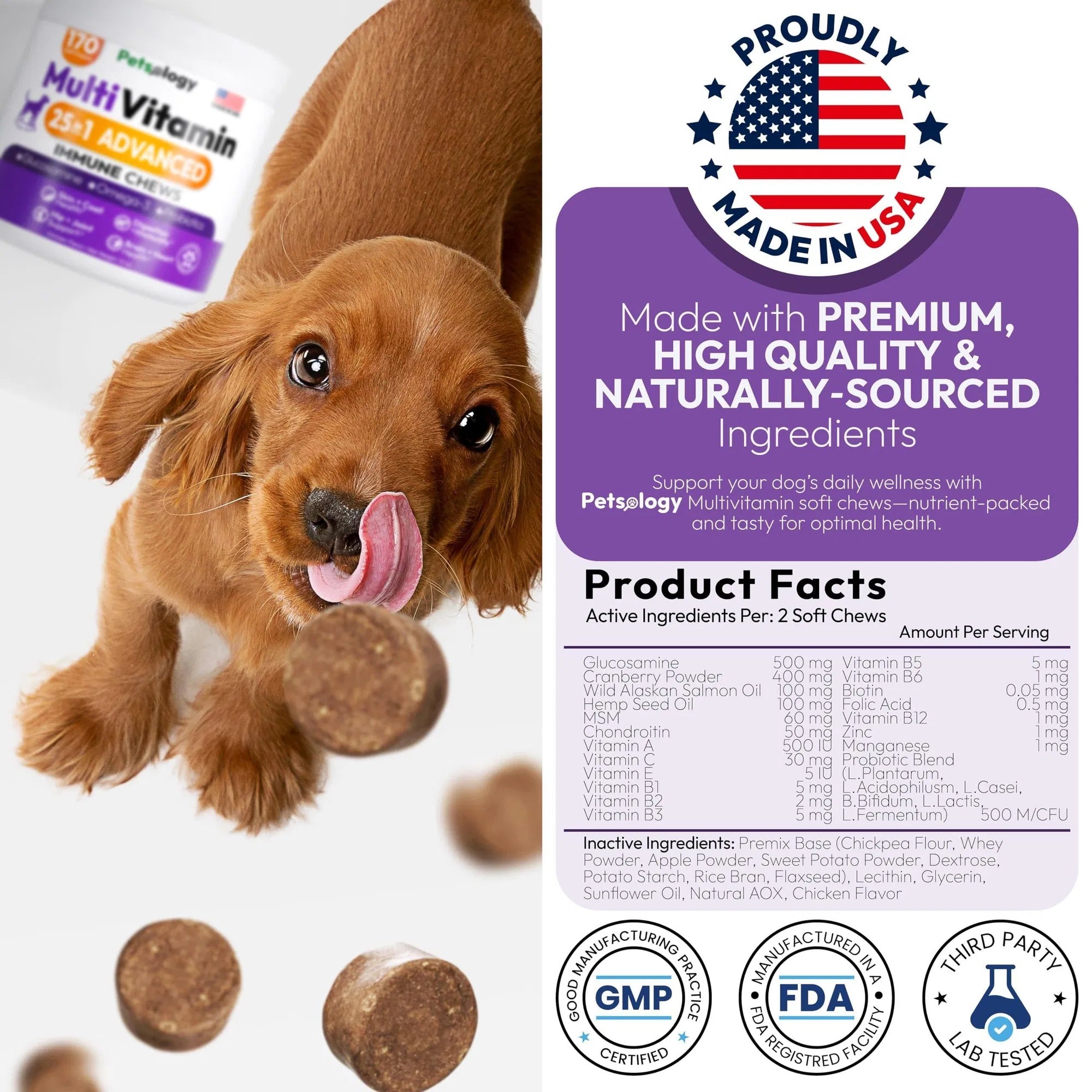 Dog Multivitamin Chewable Dog Vitamins And Supplements With Glucosamine 170 Chews Hip & Joint Pet Immune Support Skin & Coat Gut & Heart Health Senior & Puppy Multivitamin Pet Supplement