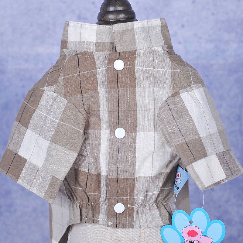 Pet Clothes Chinese Style Bow Tie Stand Collar Shirt Casual Wear