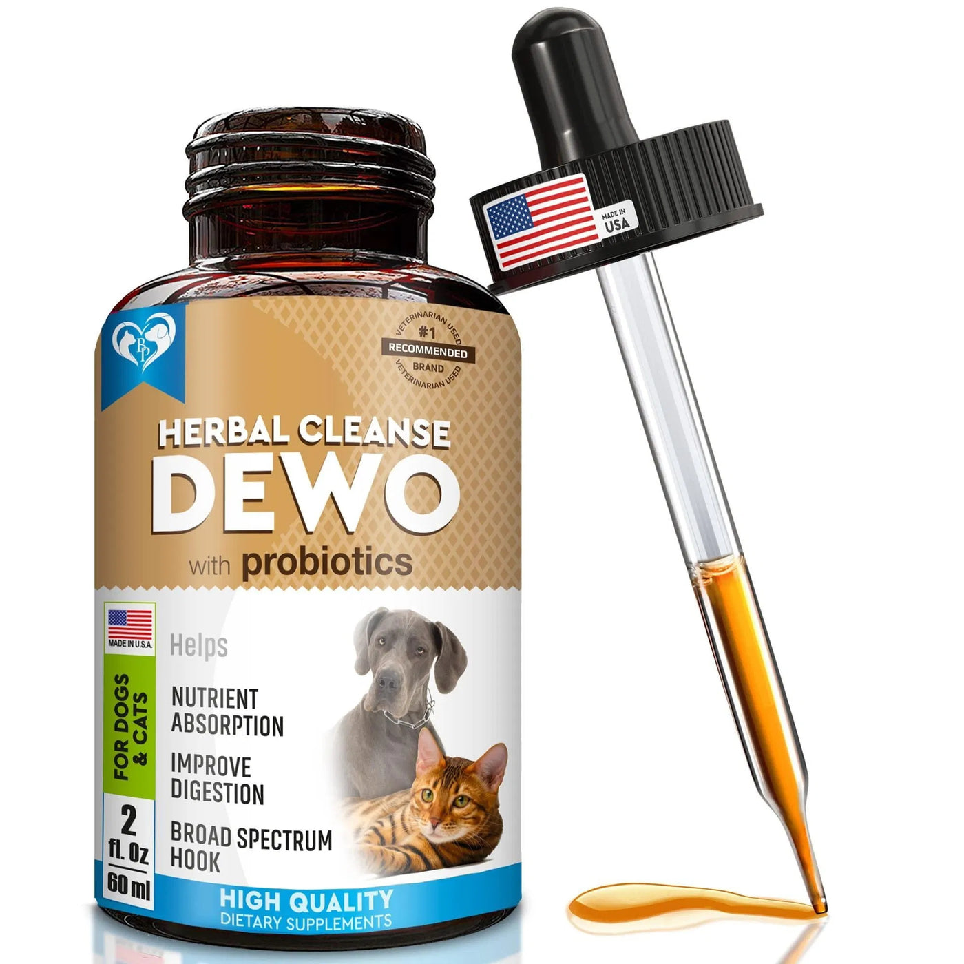Cats And Dogs Natural Worm Treatment With Probiotic Liquid Herbal Medicine Prevention Medication