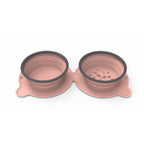 Portable Silicone Double Dog Food Bowls Foldable Non-Slip Cat Bowl