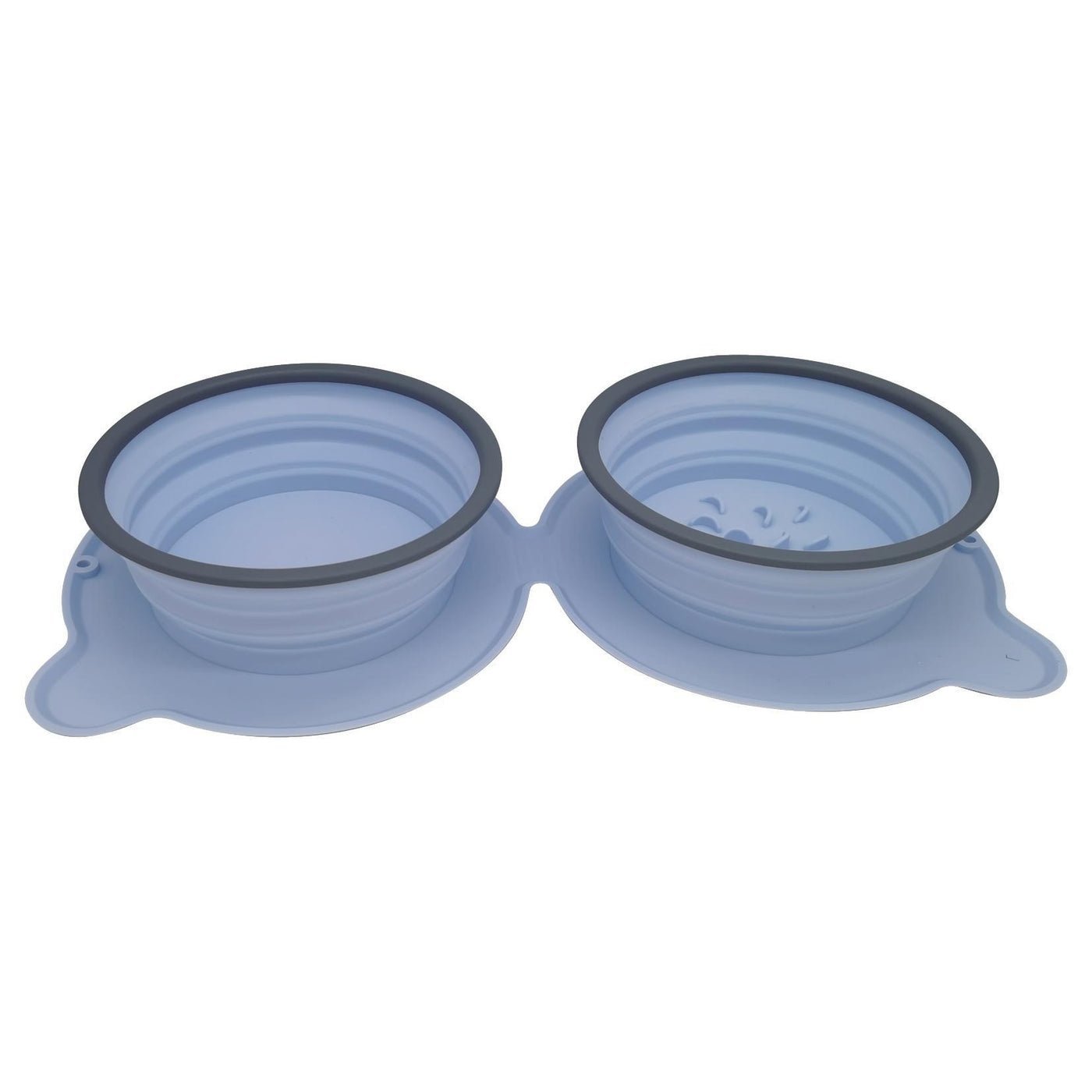 Portable Silicone Double Dog Food Bowls Foldable Non-Slip Cat Bowl