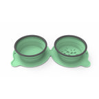 Portable Silicone Double Dog Food Bowls Foldable Non-Slip Cat Bowl