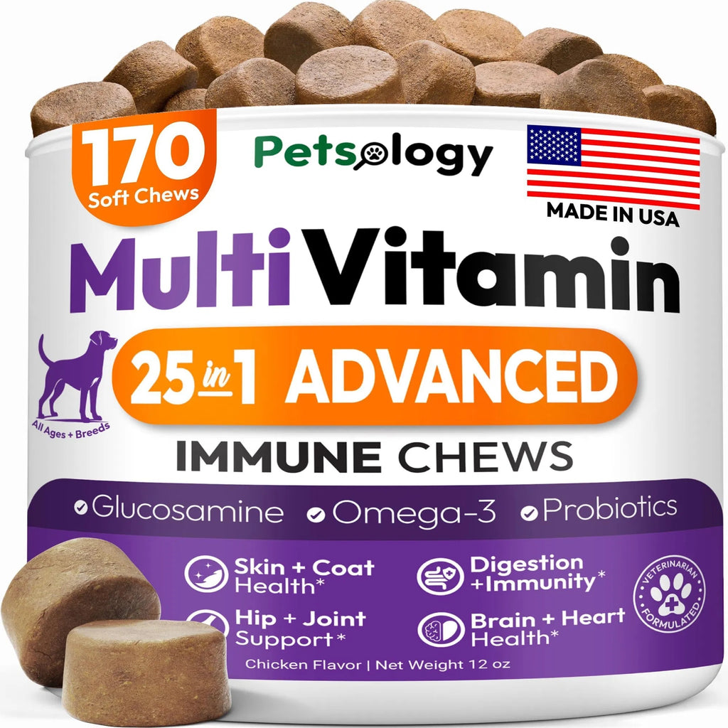 Dog Multivitamin Chewable Dog Vitamins And Supplements With Glucosamine 170 Chews Hip & Joint Pet Immune Support Skin & Coat Gut & Heart Health Senior & Puppy Multivitamin Pet Supplement